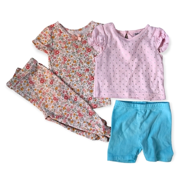 4pc Bundle 12M Nicole Miller Little Lass Baby and Garanimals pj's top shorts - Picture 1 of 7
